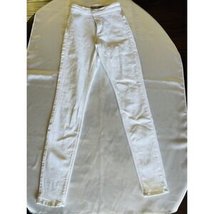 Topshop Womens White Jamie Mid Rise 5-Pocket Design Skinny Stretch Jeans Size 25
